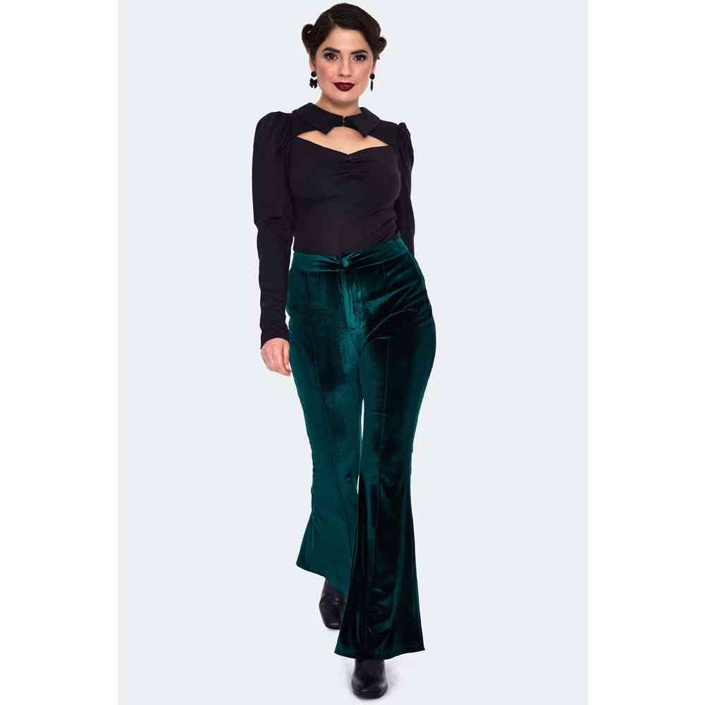 Voodoo Vixen - Velvet Pantalon flare - Vert